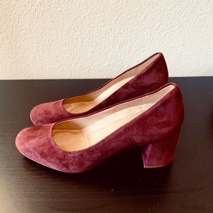 (SOLD) Maroon Suede Block Heels, size 8.5